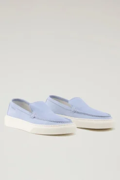 Scarpe da barca e sandali>Woolrich Mocassini Slip-on In Pelle Scamosciata Sky Blue