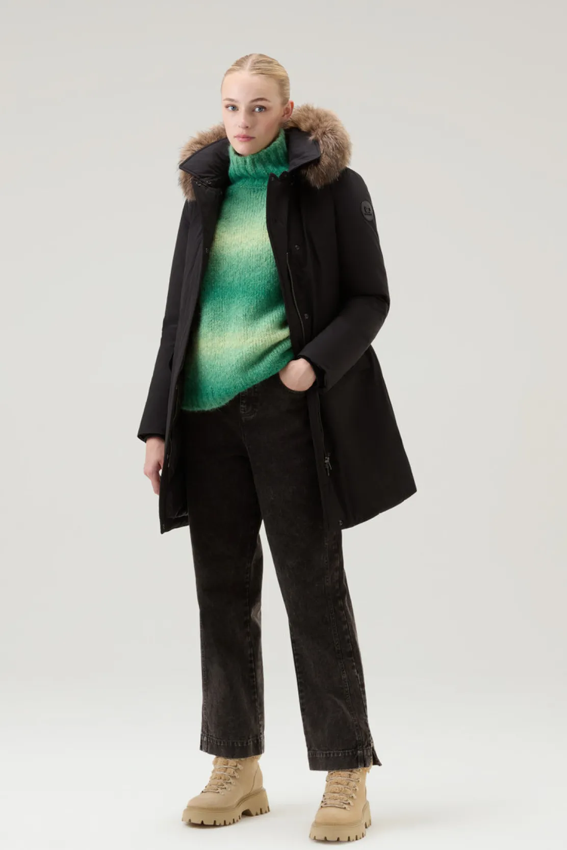 Parka>Woolrich Modern Vail Parka Con Cappuccio Staccabile Black