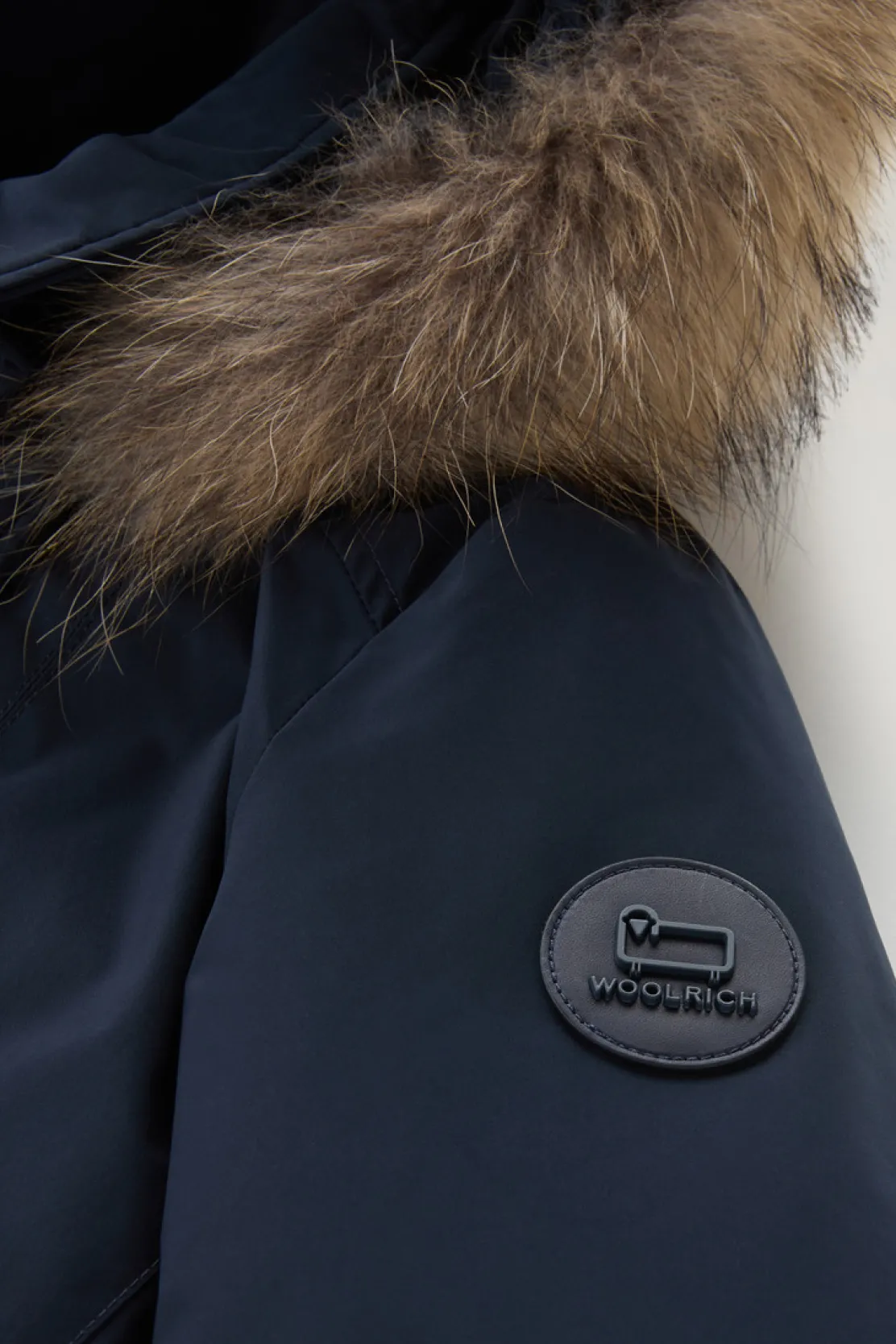 Parka>Woolrich Modern Vail Parka Con Cappuccio Staccabile Melton Blue