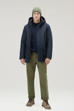 Impermeabili|Giacche>Woolrich Mountain Parka Impermeabile In GORE-TEX Con Cappuccio Melton Blue
