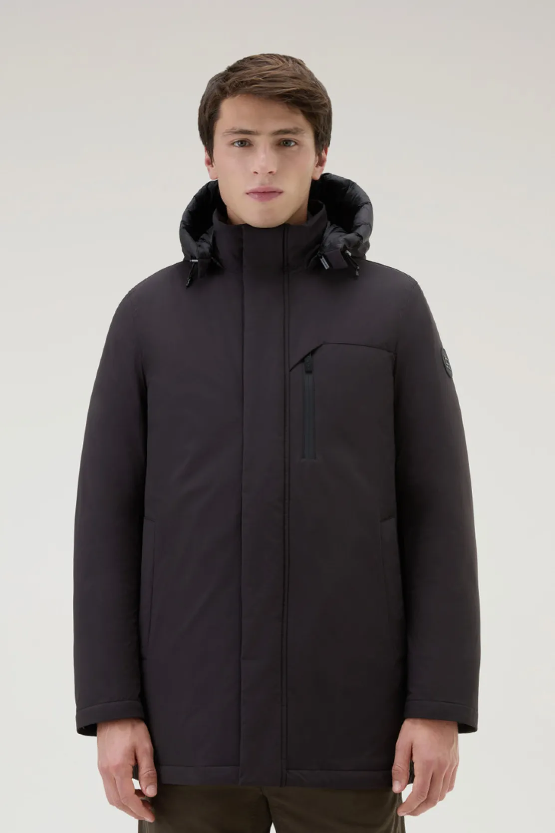 Impermeabili|Parka>Woolrich Mountain Parka In Nylon Elasticizzato Black