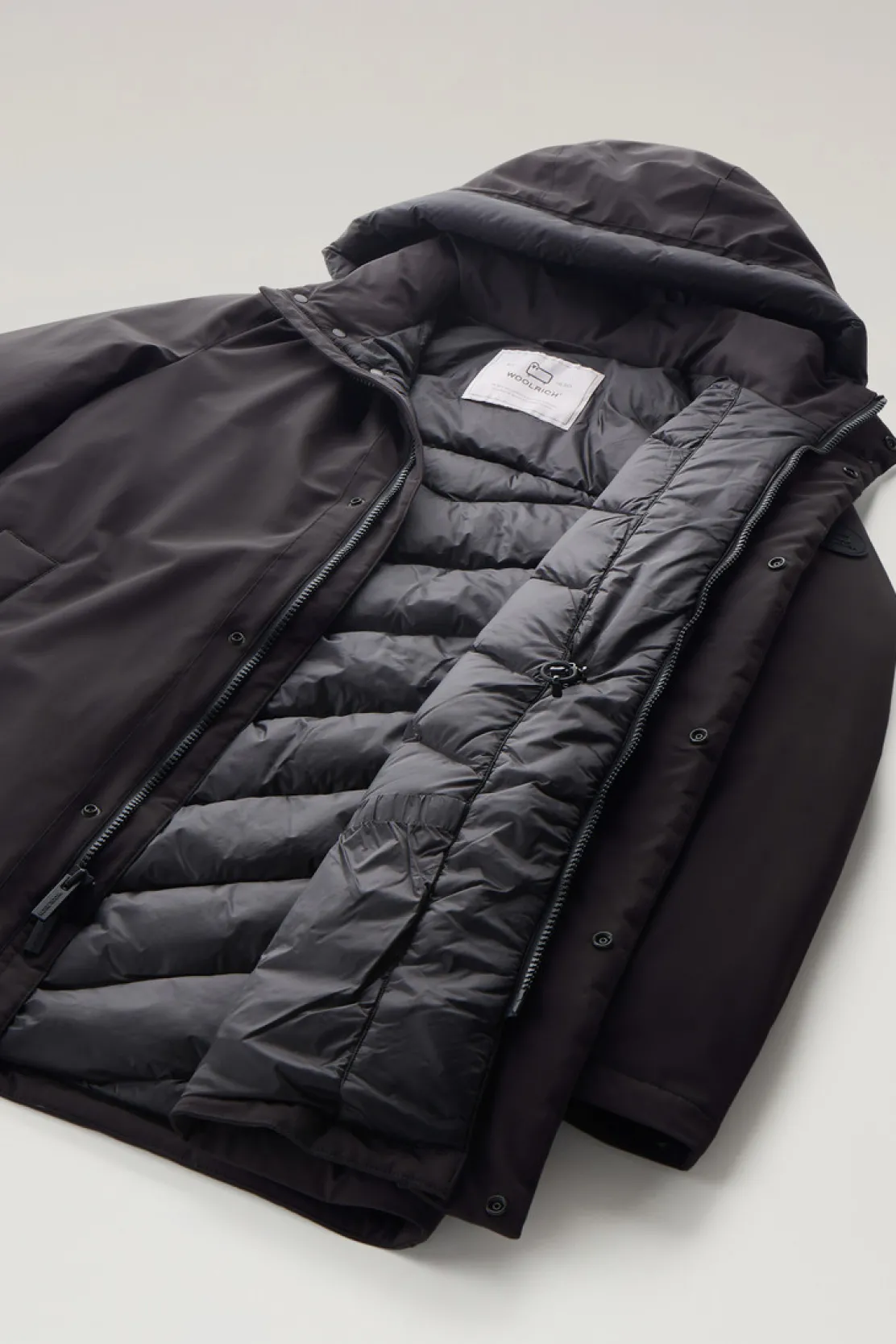 Impermeabili|Parka>Woolrich Mountain Parka In Nylon Elasticizzato Black