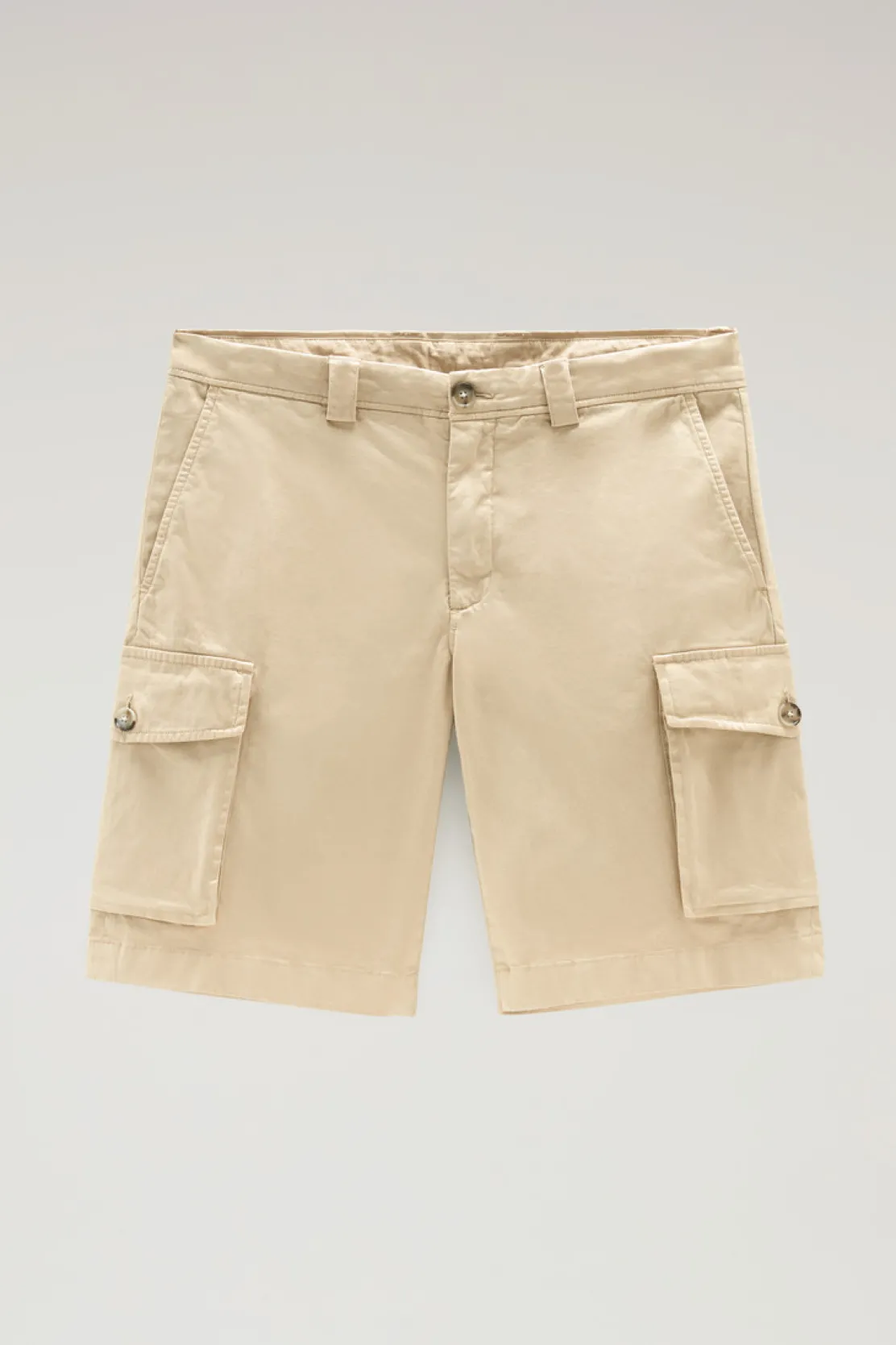 Pantaloni e pantaloncini>Woolrich Pantaloncini Cargo Tinti In Capo In Cotone Elasticizzato Beach Sand