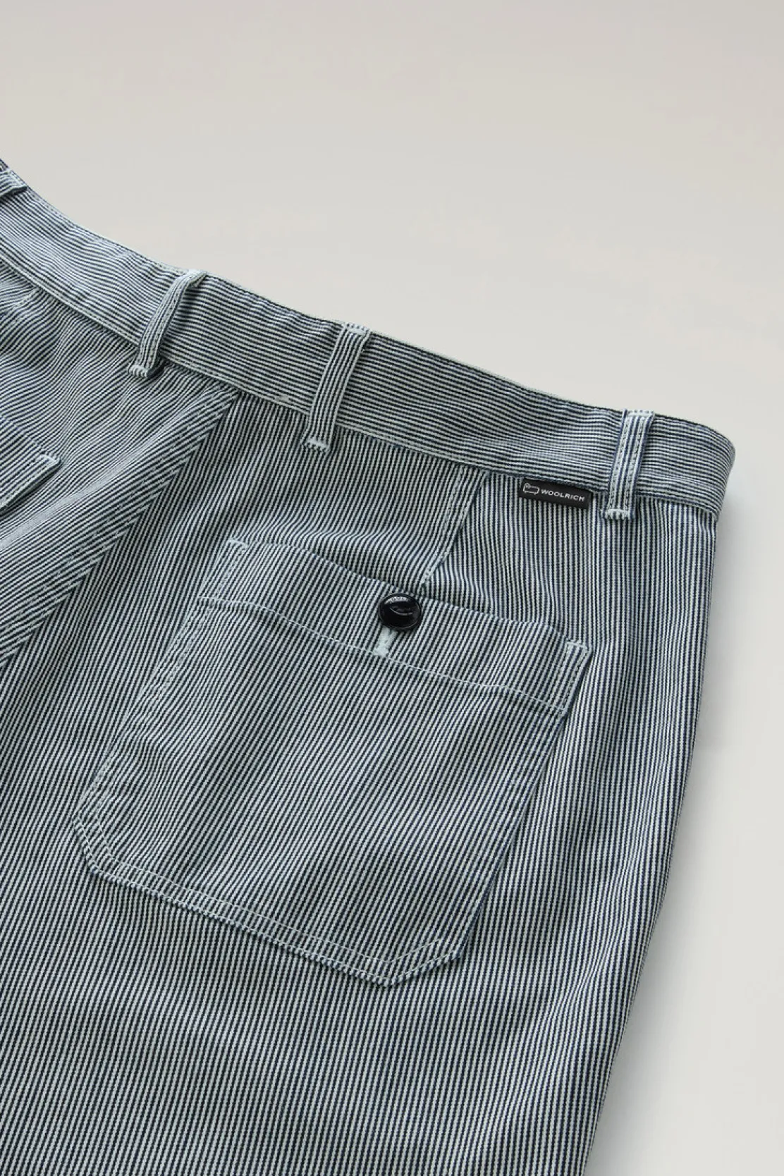 Pantaloni e pantaloncini>Woolrich Pantaloncini Chino A Righe In Misto Cotone Elasticizzato Blue Stripe