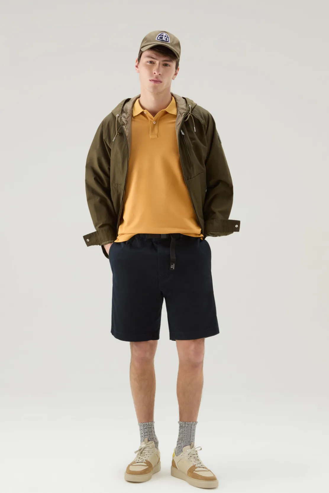 Pantaloni e pantaloncini>Woolrich Pantaloncini Chino Tinti In Capo In Cotone Elasticizzato Melton Blue