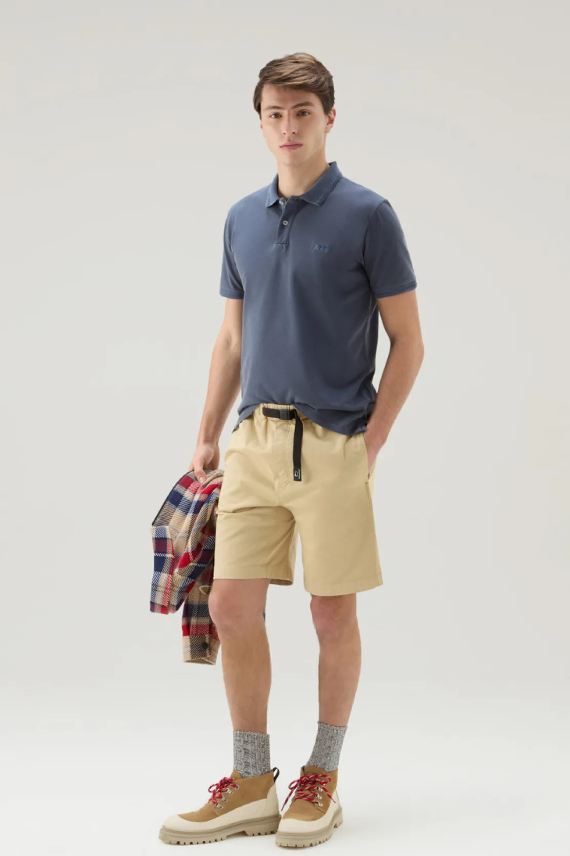 Pantaloni e pantaloncini>Woolrich Pantaloncini Chino Tinti In Capo In Cotone Elasticizzato Beach Sand