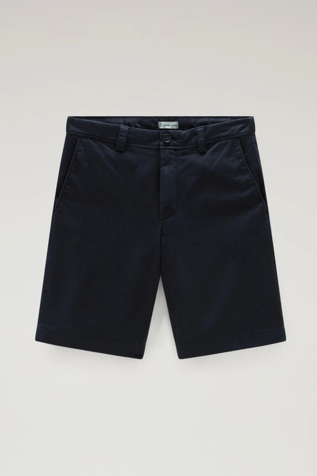 Pantaloni e pantaloncini>Woolrich Pantaloncini Chino Tinti In Capo In Cotone Elasticizzato Melton Blue