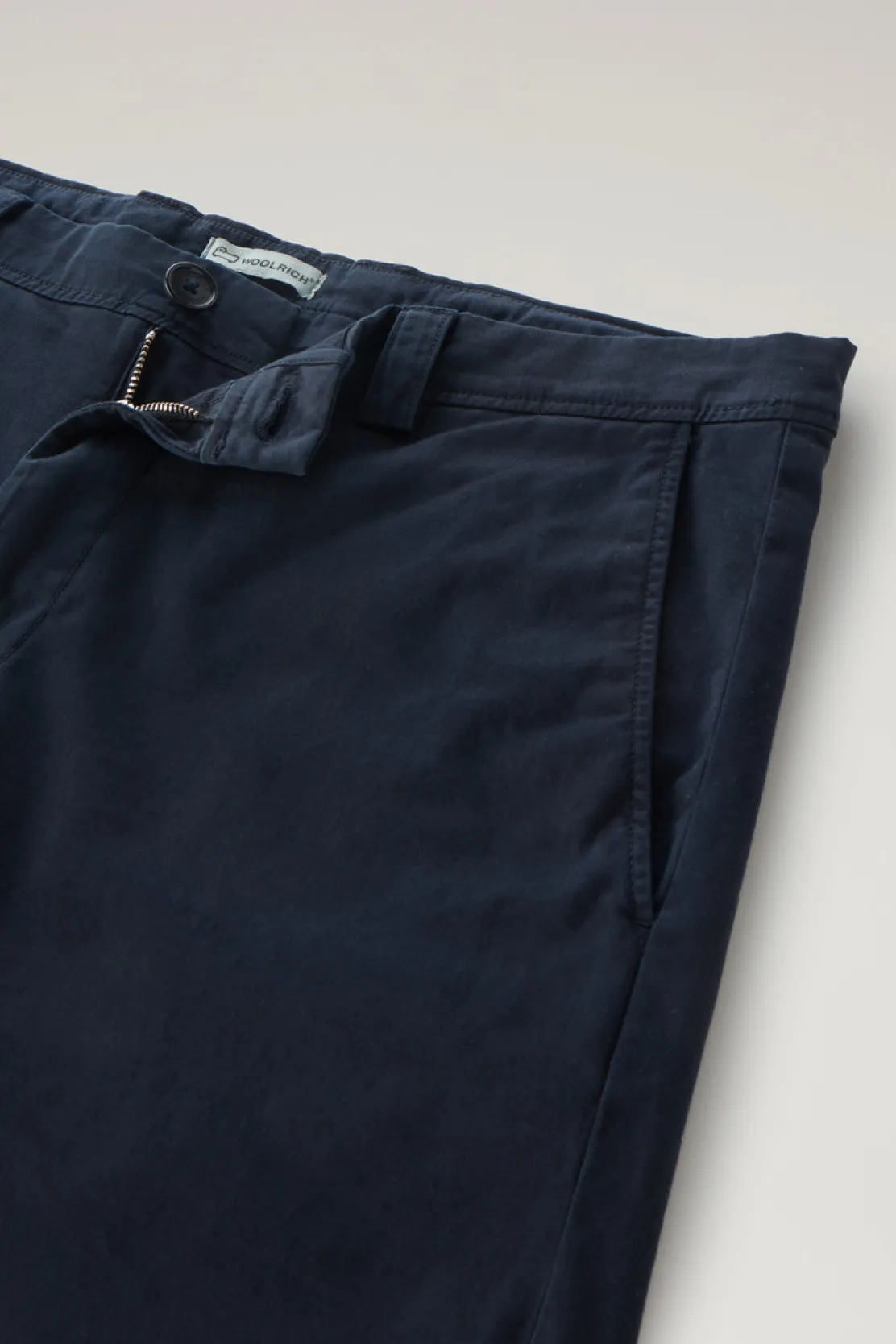 Pantaloni e pantaloncini>Woolrich Pantaloncini Chino Tinti In Capo In Cotone Elasticizzato Melton Blue
