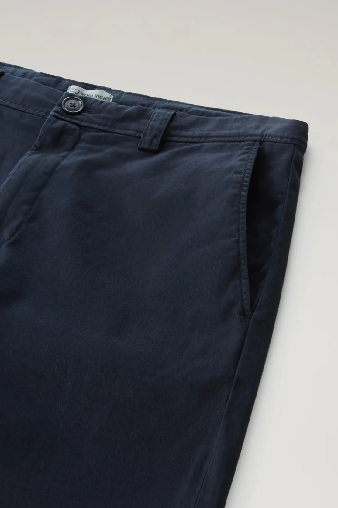 Pantaloni e pantaloncini>Woolrich Pantaloncini Chino Tinti In Capo In Cotone Elasticizzato Melton Blue