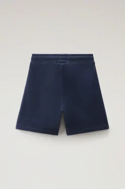 Abbigliamento>Woolrich Pantaloncini Da Bambino In Puro Cotone Felpato Con Coulisse Melton Blue