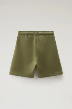 Abbigliamento>Woolrich Pantaloncini Da Bambino In Puro Cotone Felpato Con Coulisse Lake Olive