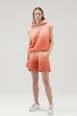 Pantaloni e pantaloncini>Woolrich Pantaloncini In Cotone Felpato Tinti In Capo Con Sfumature Di Colore Coral Sand