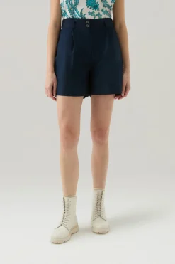 Pantaloni e pantaloncini>Woolrich Pantaloncini In Popeline Di Puro Cotone Melton Blue