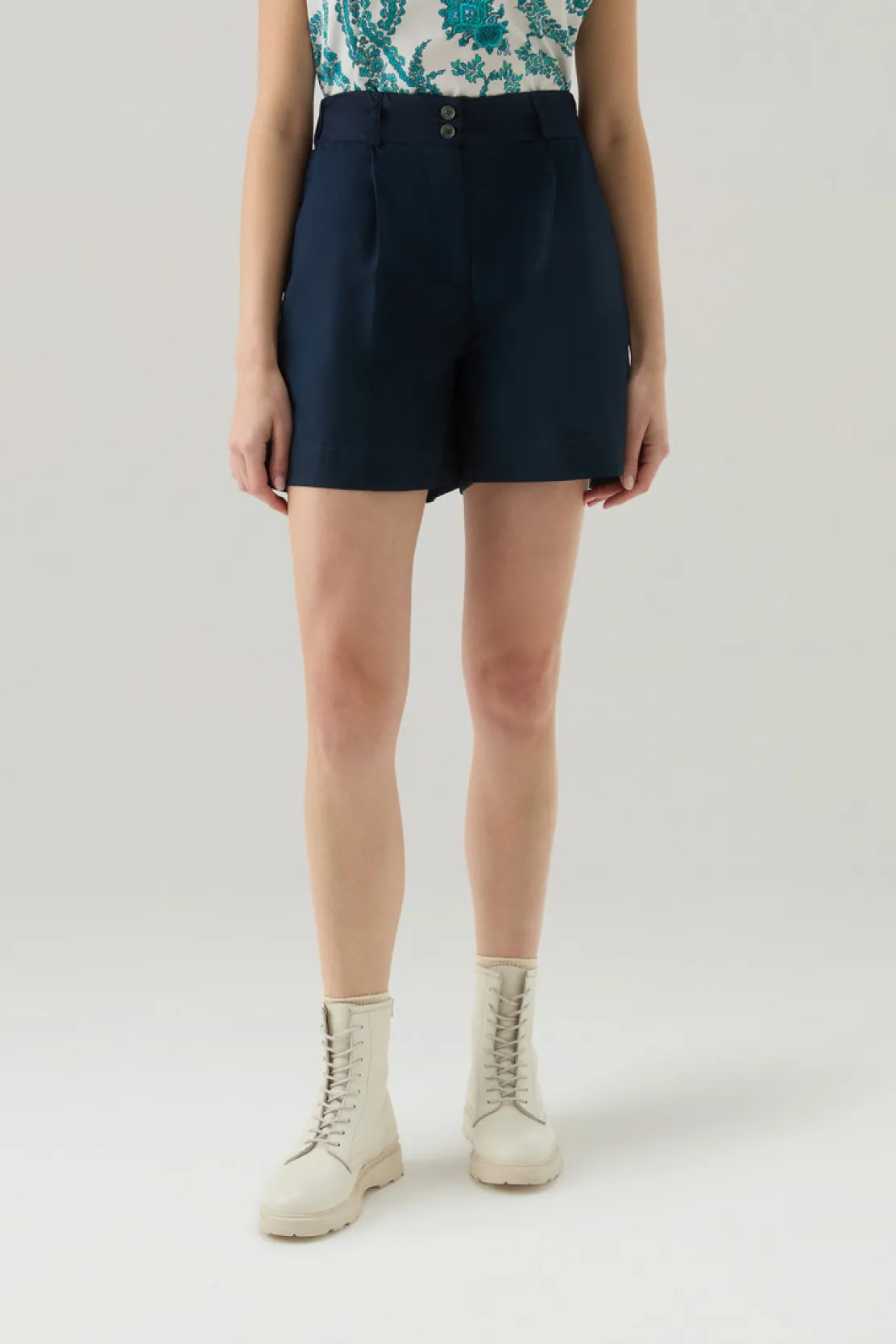 Pantaloni e pantaloncini>Woolrich Pantaloncini In Popeline Di Puro Cotone Melton Blue