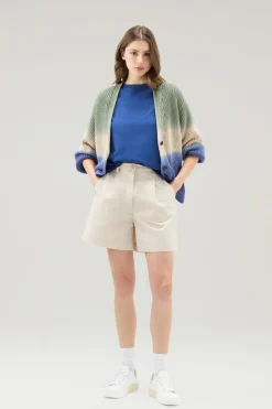 Pantaloni e pantaloncini>Woolrich Pantaloncini In Popeline Di Puro Cotone Light Oak