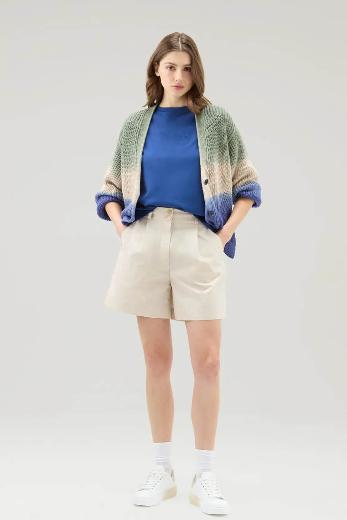 Pantaloni e pantaloncini>Woolrich Pantaloncini In Popeline Di Puro Cotone Light Oak