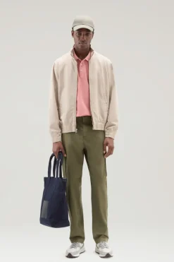 Pantaloni e pantaloncini>Woolrich Pantaloni Cargo Tinti In Capo In Gabardina Di Puro Cotone Lake Olive