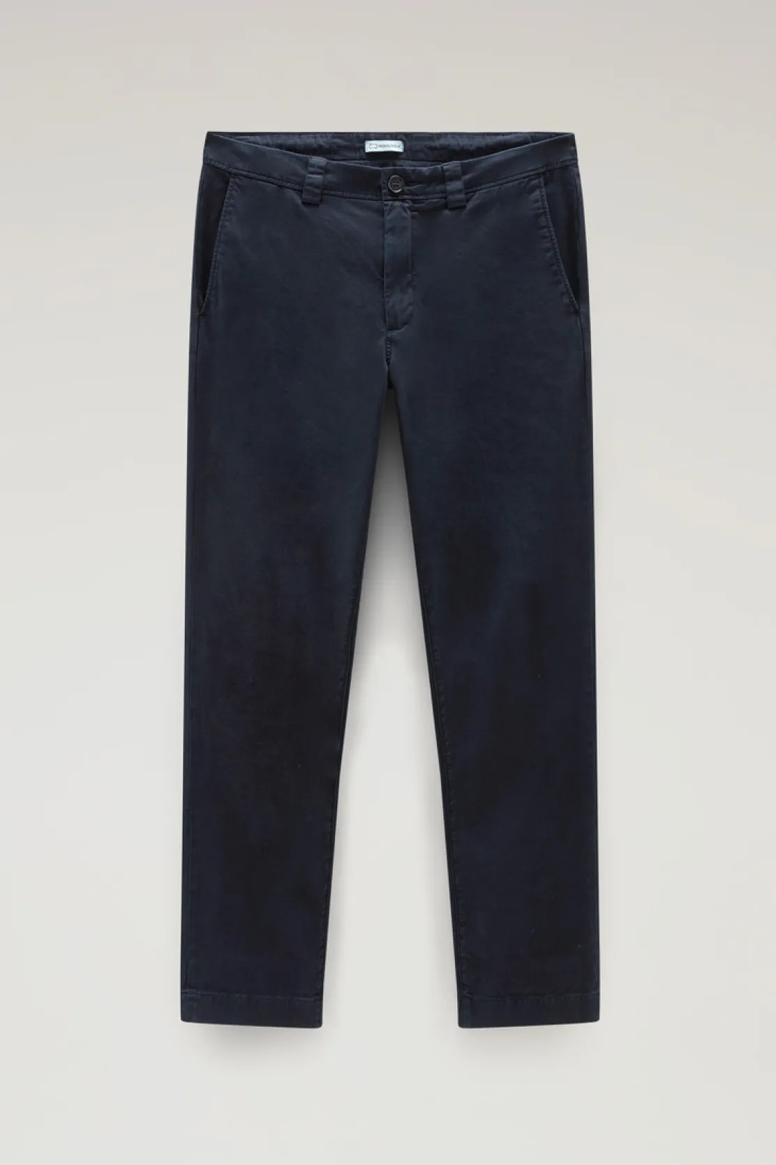 Pantaloni e pantaloncini>Woolrich Pantaloni Chino Tinti In Capo In Cotone Elasticizzato Melton Blue