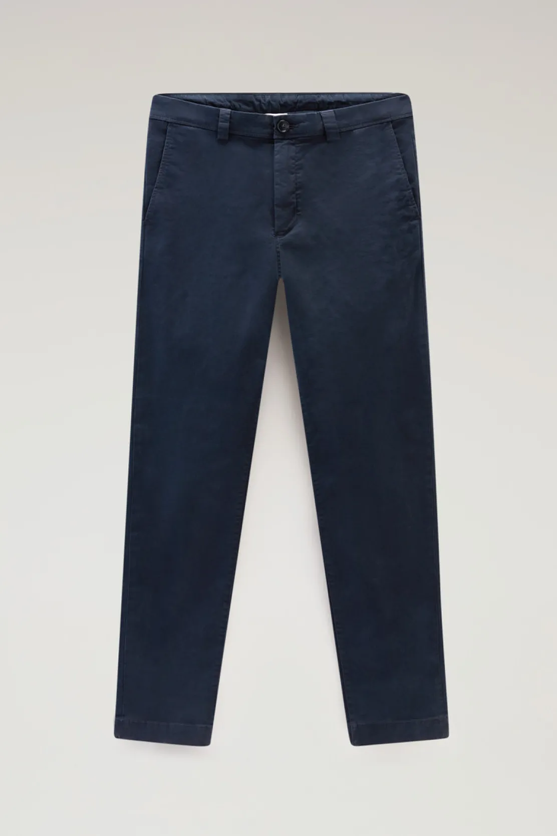 Pantaloni e pantaloncini>Woolrich Pantaloni Chino Tinti In Capo In Twill Di Cotone Elasticizzato Melton Blue