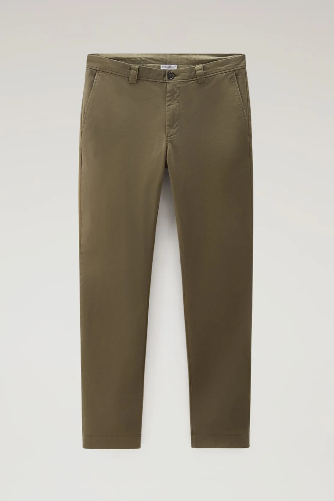 Pantaloni e pantaloncini>Woolrich Pantaloni Chino Tinti In Capo In Cotone Elasticizzato Lake Olive