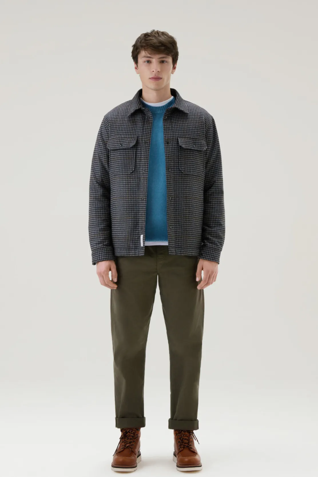 Pantaloni e pantaloncini>Woolrich Pantaloni Chino Tinti In Capo In Twill Di Cotone Elasticizzato Dark Green