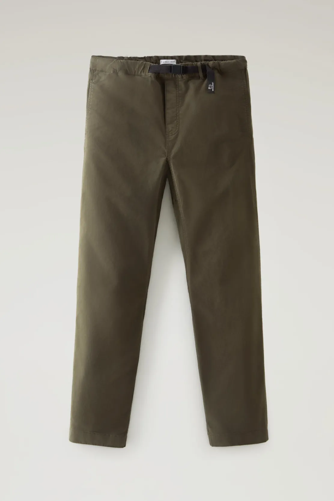 Pantaloni e pantaloncini>Woolrich Pantaloni Chino Tinti In Capo In Twill Di Cotone Elasticizzato Dark Green