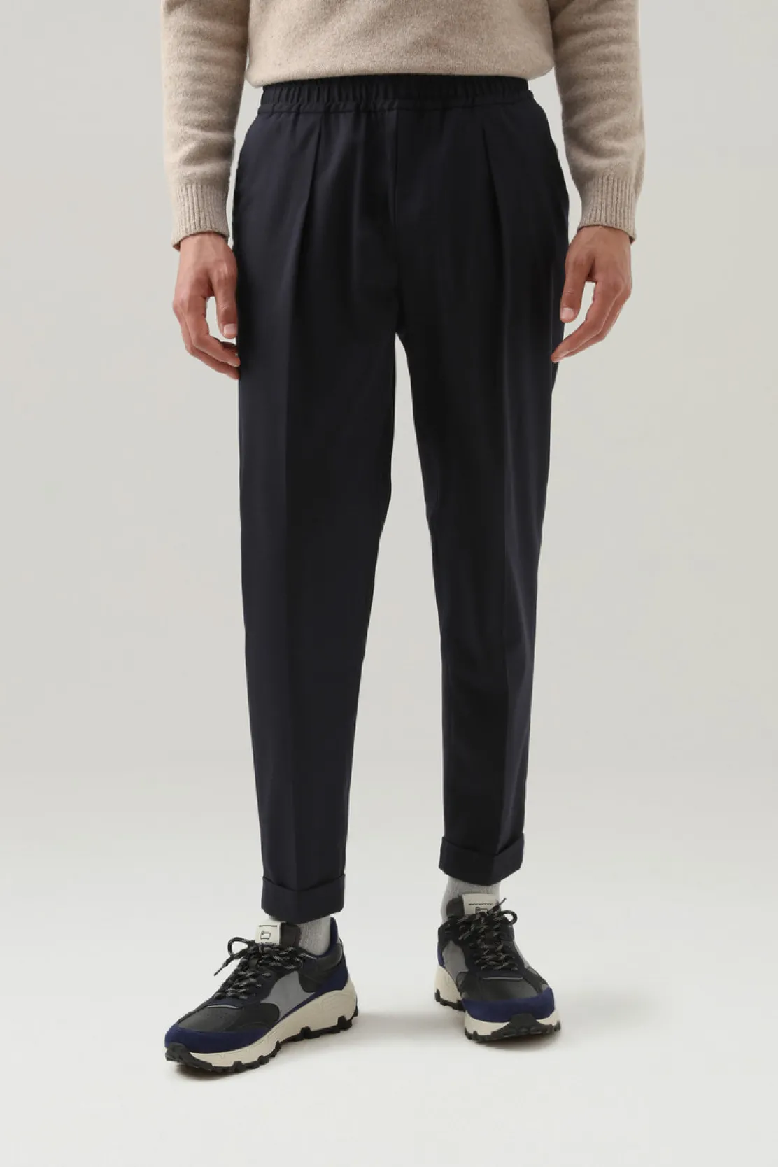 Pantaloni e pantaloncini>Woolrich Pantaloni Commuting In Misto Lana Eco-comfort Melton Blue