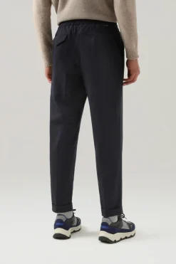 Pantaloni e pantaloncini>Woolrich Pantaloni Commuting In Misto Lana Eco-comfort Melton Blue