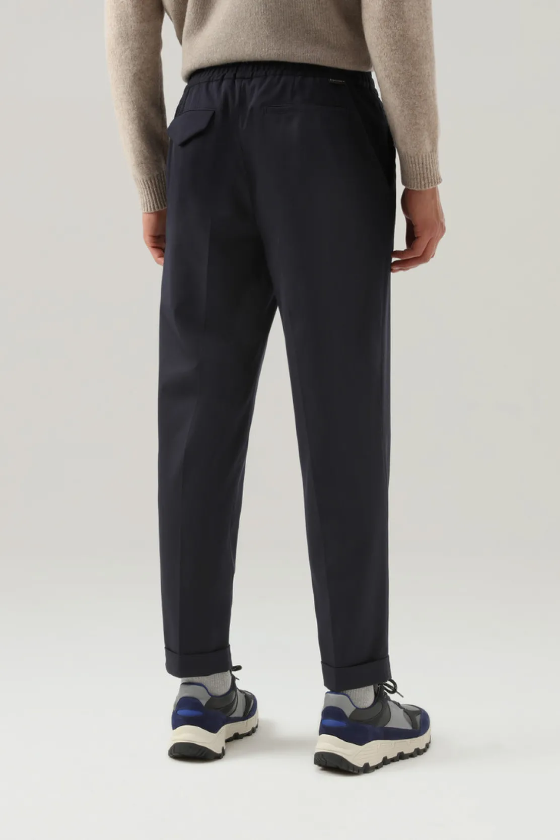 Pantaloni e pantaloncini>Woolrich Pantaloni Commuting In Misto Lana Eco-comfort Melton Blue