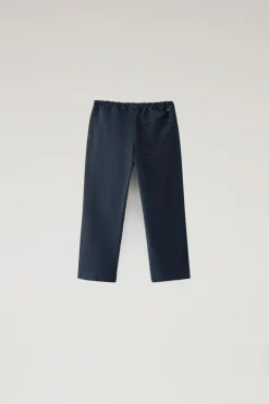 Abbigliamento>Woolrich Pantaloni Da Bambino Tinti In Capo In Cotone Elasticizzato Melton Blue