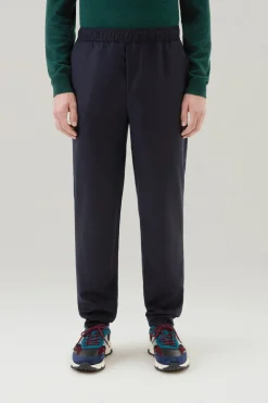 Pantaloni e pantaloncini>Woolrich Pantaloni In Flanella Di Lana Vergine Vitale Barberis Canonico Melton Blue