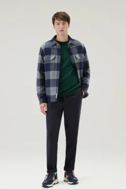 Pantaloni e pantaloncini>Woolrich Pantaloni In Flanella Di Lana Vergine Vitale Barberis Canonico Melton Blue