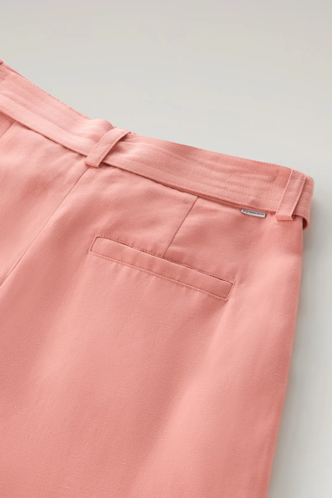 Pantaloni e pantaloncini>Woolrich Pantaloni In Misto Lino Con Cintura In Tessuto Coral Sand