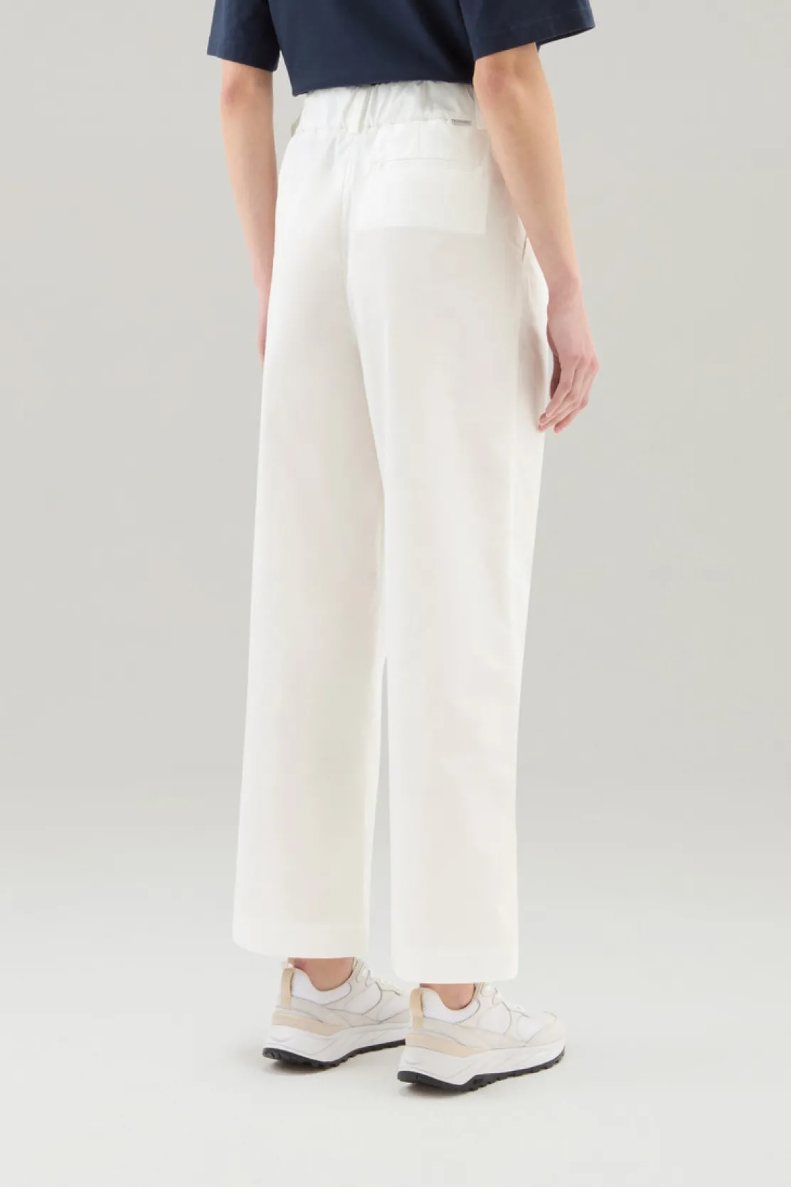 Pantaloni e pantaloncini>Woolrich Pantaloni In Popeline Di Puro Cotone Plaster White