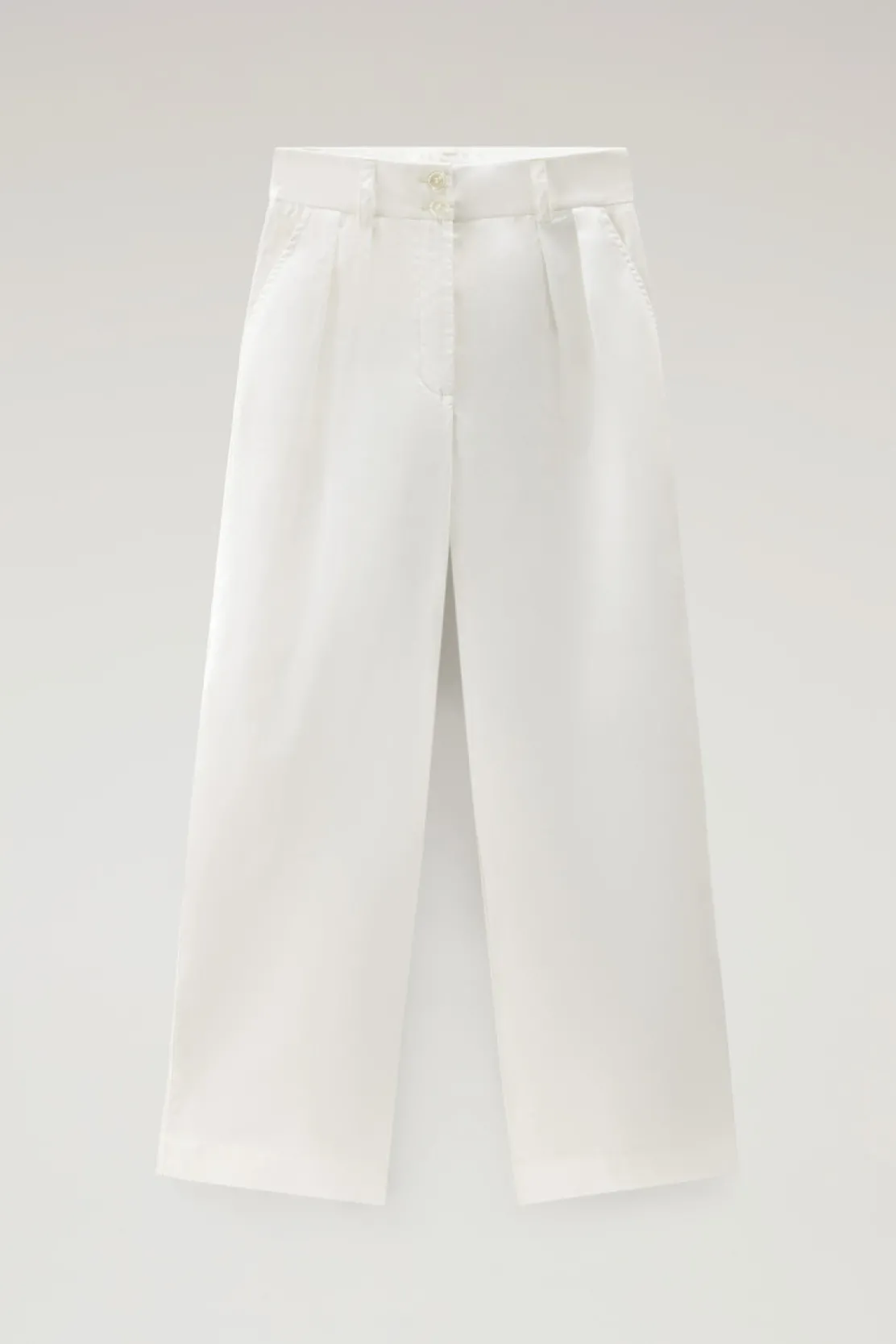 Pantaloni e pantaloncini>Woolrich Pantaloni In Popeline Di Puro Cotone Plaster White