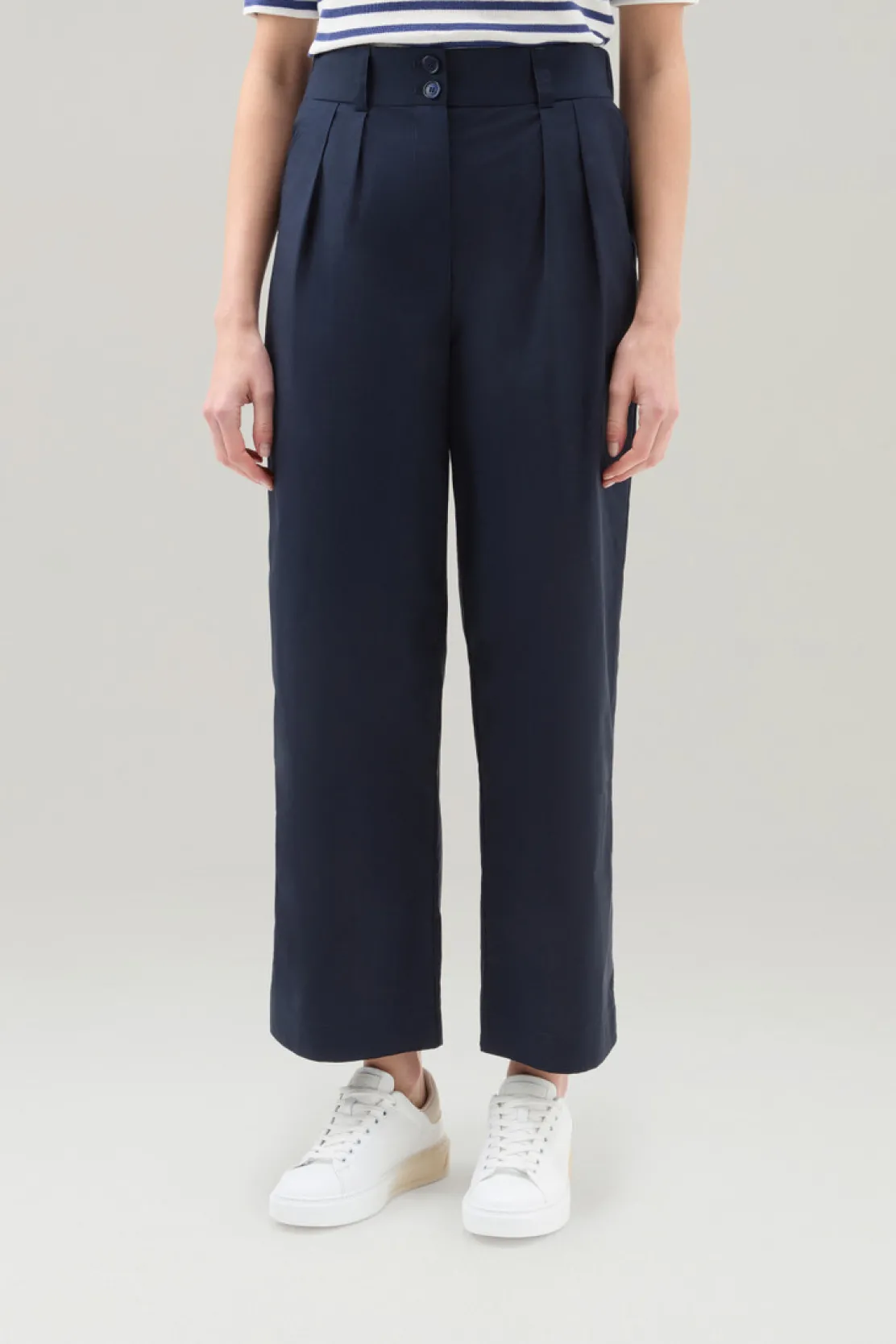 Pantaloni e pantaloncini>Woolrich Pantaloni In Popeline Di Puro Cotone Melton Blue