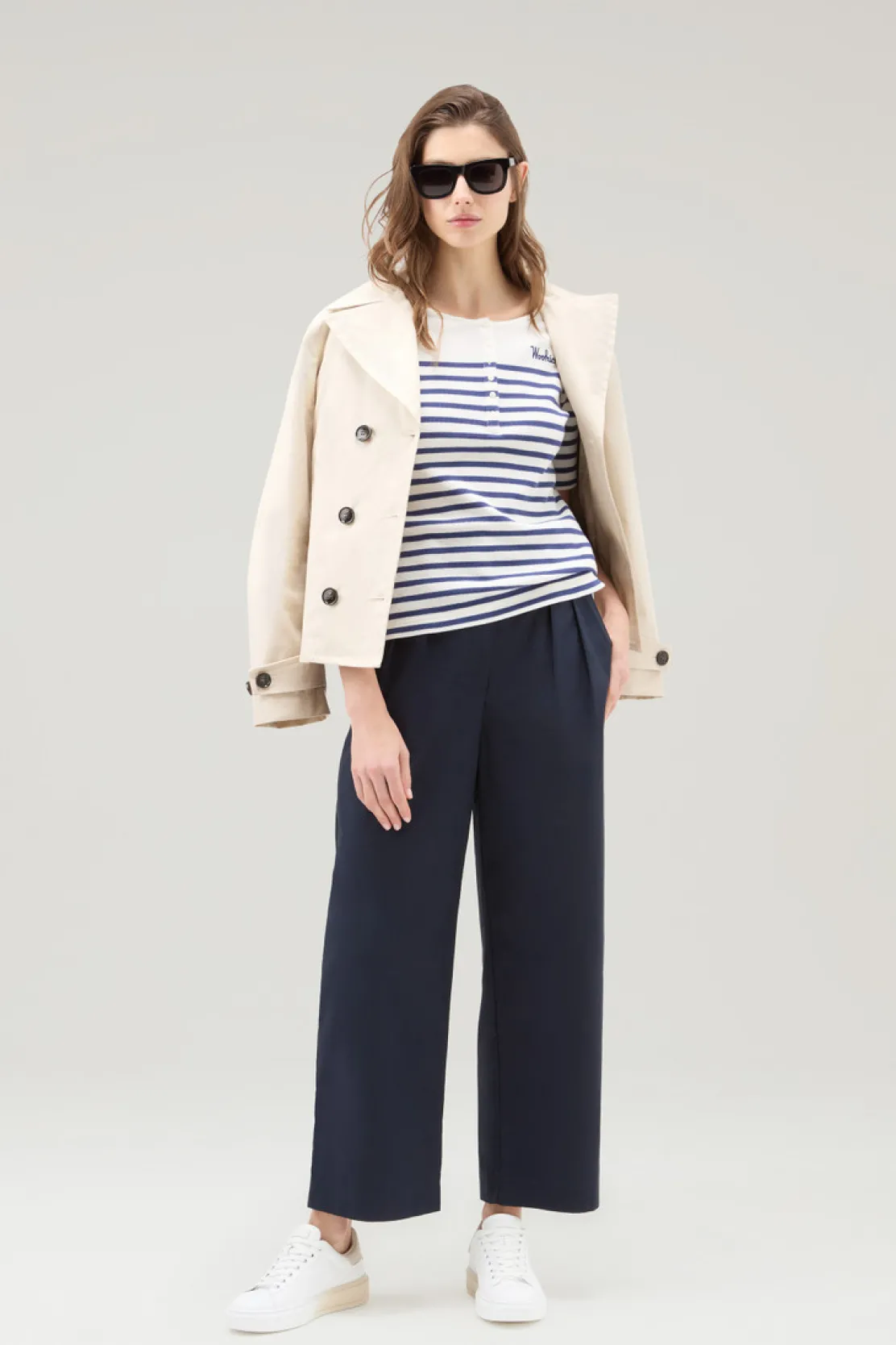 Pantaloni e pantaloncini>Woolrich Pantaloni In Popeline Di Puro Cotone Melton Blue