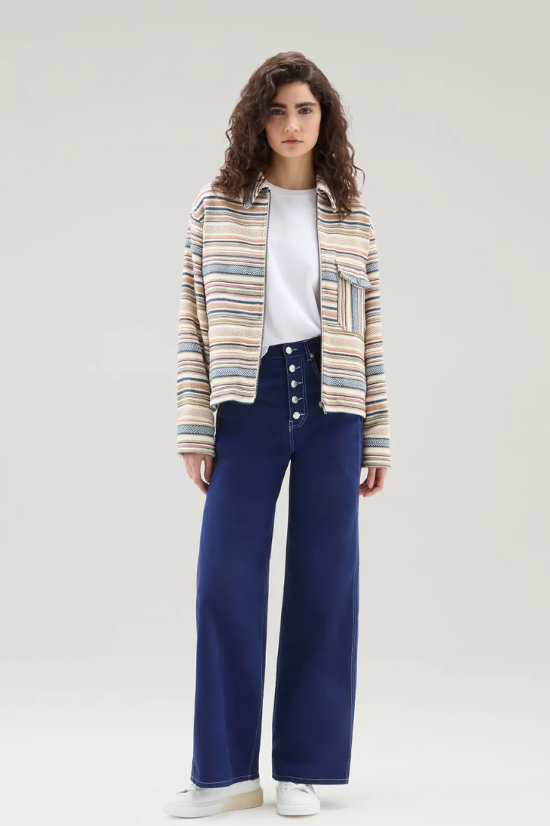 Pantaloni e pantaloncini>Woolrich Pantaloni In Twill Di Cotone Elasticizzato Tinto In Capo Twilight Blue