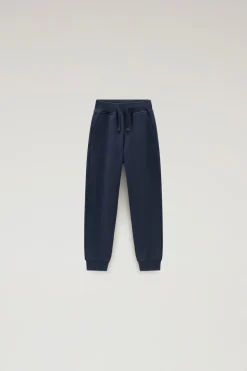 Abbigliamento>Woolrich Pantaloni Sportivi Da Bambina In Puro Cotone Melton Blue