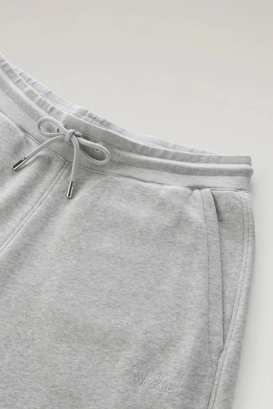 Pantaloni e pantaloncini>Woolrich Pantaloni Sportivi In Misto Cotone Felpato Light Grey Melange