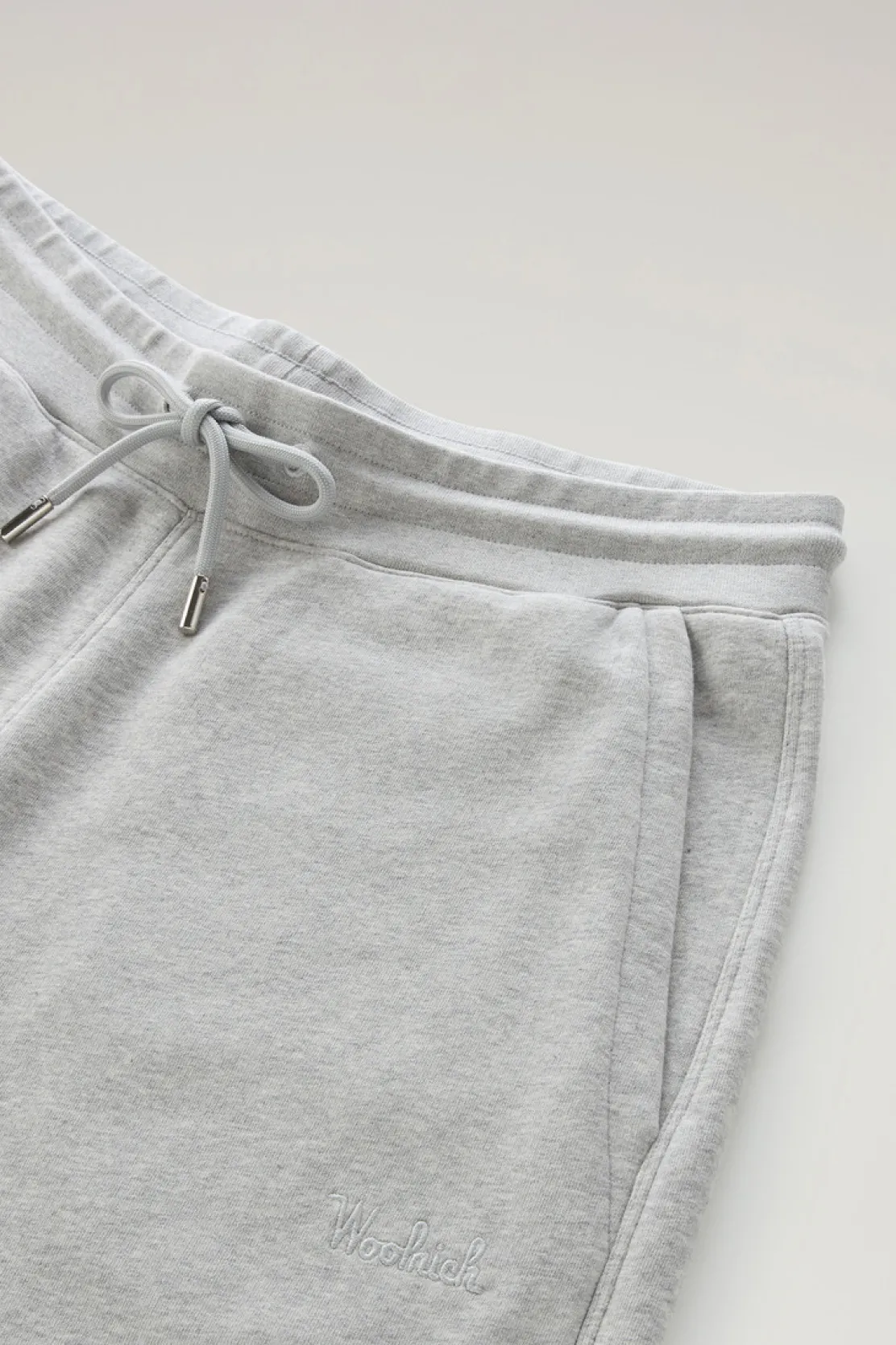 Pantaloni e pantaloncini>Woolrich Pantaloni Sportivi In Misto Cotone Felpato Light Grey Melange