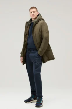 Pantaloni e pantaloncini>Woolrich Pantaloni Sportivi In Misto Cotone Elasticizzato Melton Blue