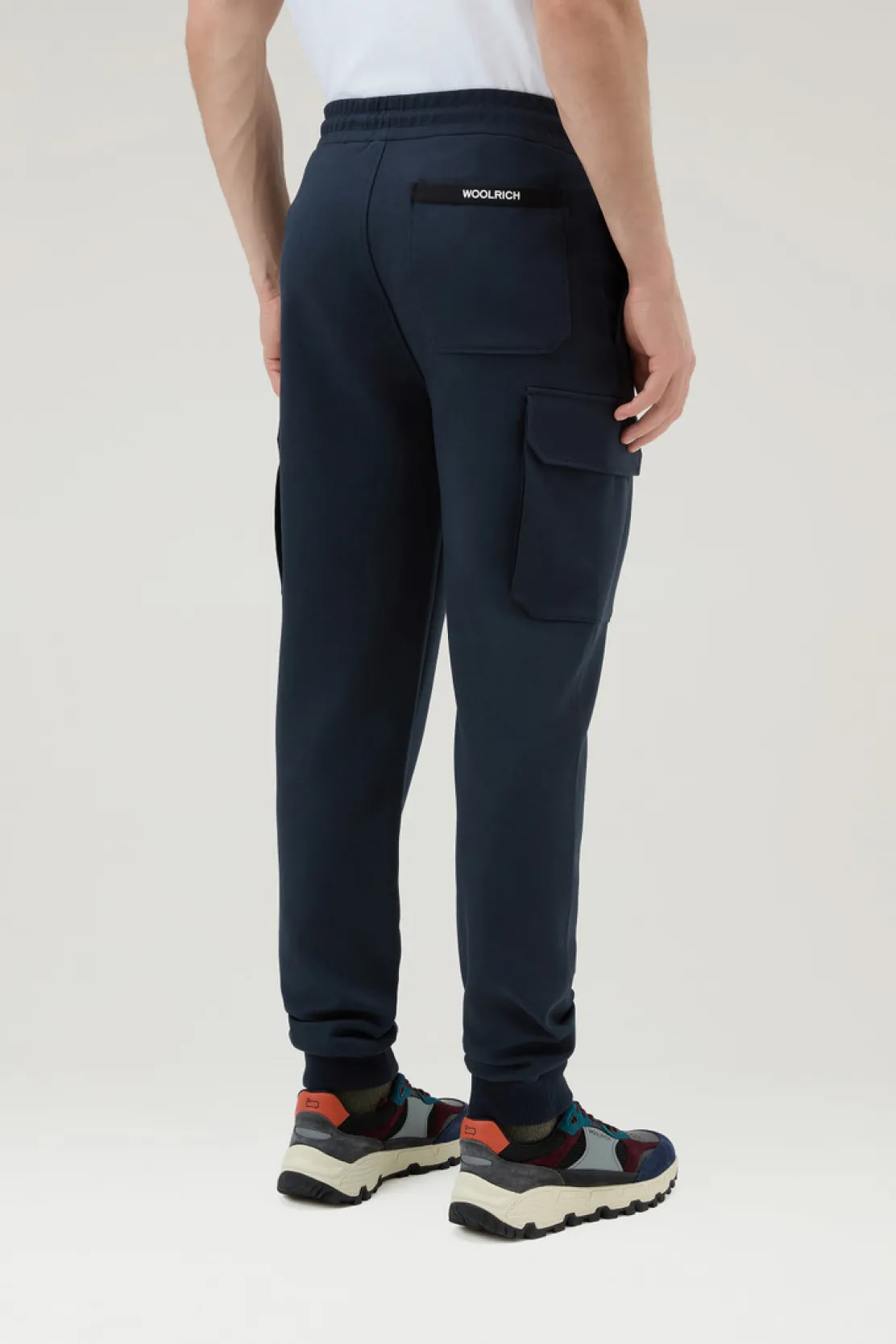 Pantaloni e pantaloncini>Woolrich Pantaloni Sportivi In Misto Cotone Elasticizzato Melton Blue