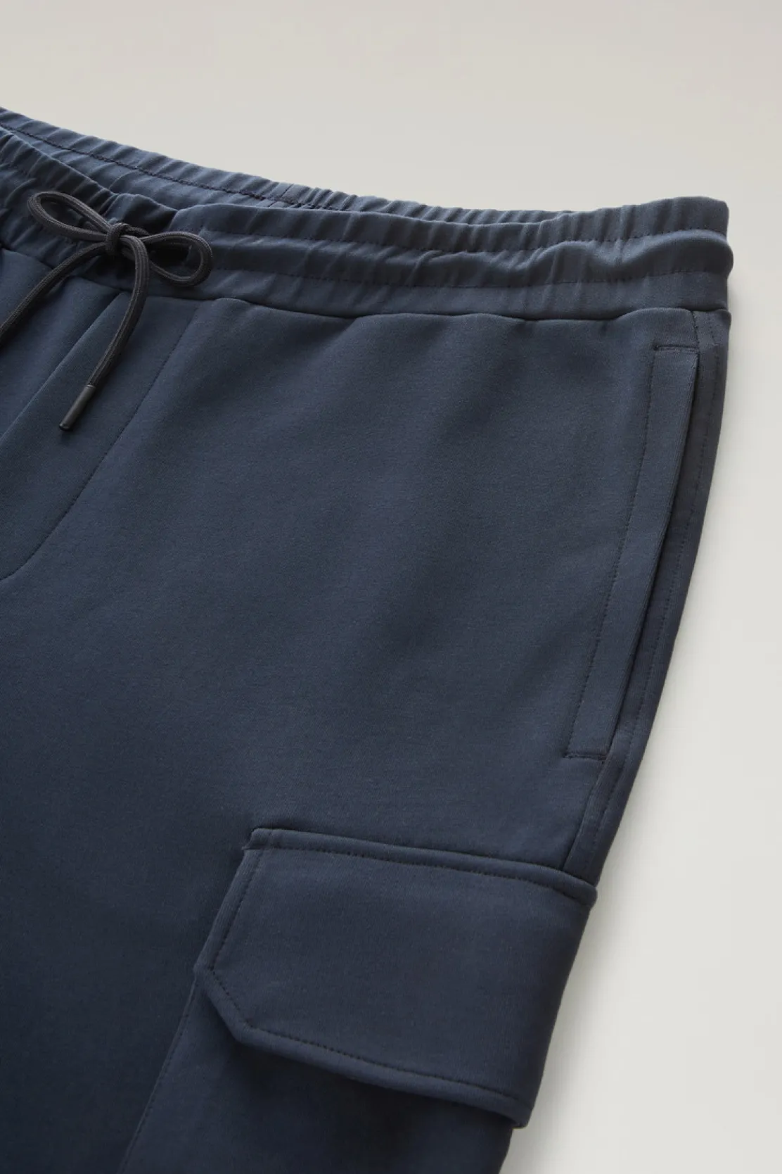 Pantaloni e pantaloncini>Woolrich Pantaloni Sportivi In Misto Cotone Elasticizzato Melton Blue