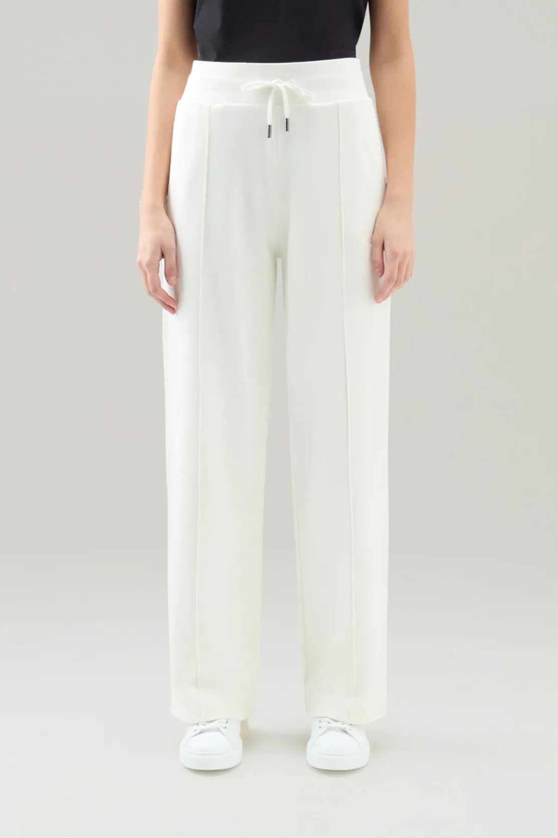 Pantaloni e pantaloncini>Woolrich Pantaloni Sportivi In Puro Cotone Plaster White