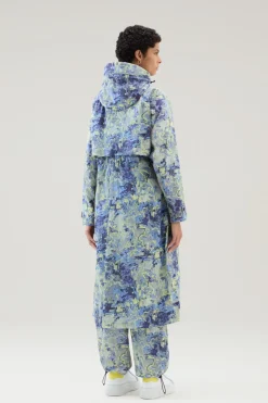 Parka>Woolrich Parka Con Cappuccio In Tessuto CORDURA Stampato Blue Camo Trail Map