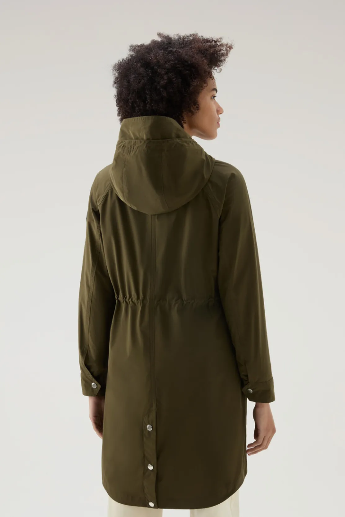Parka>Woolrich Parka Estivo Lungo In Tessuto Urban Touch Con Cappuccio Dark Green