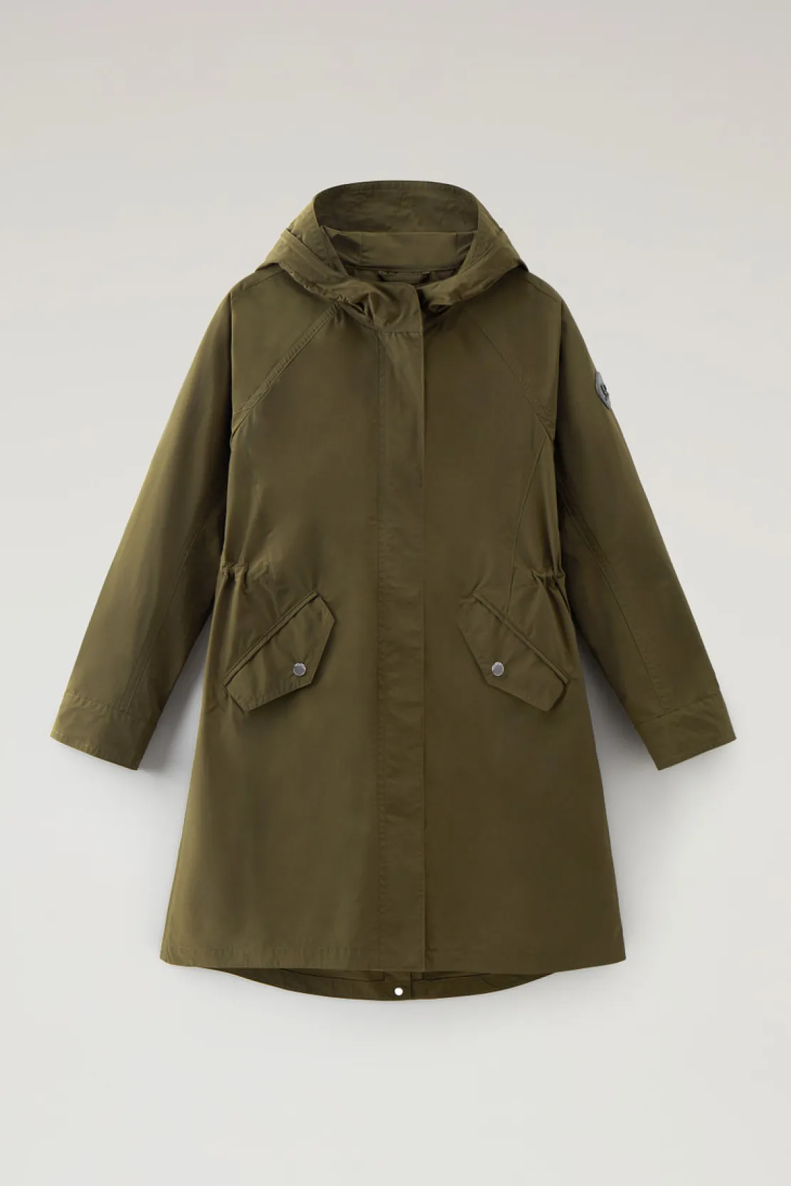 Parka>Woolrich Parka Estivo Lungo In Tessuto Urban Touch Con Cappuccio Dark Green