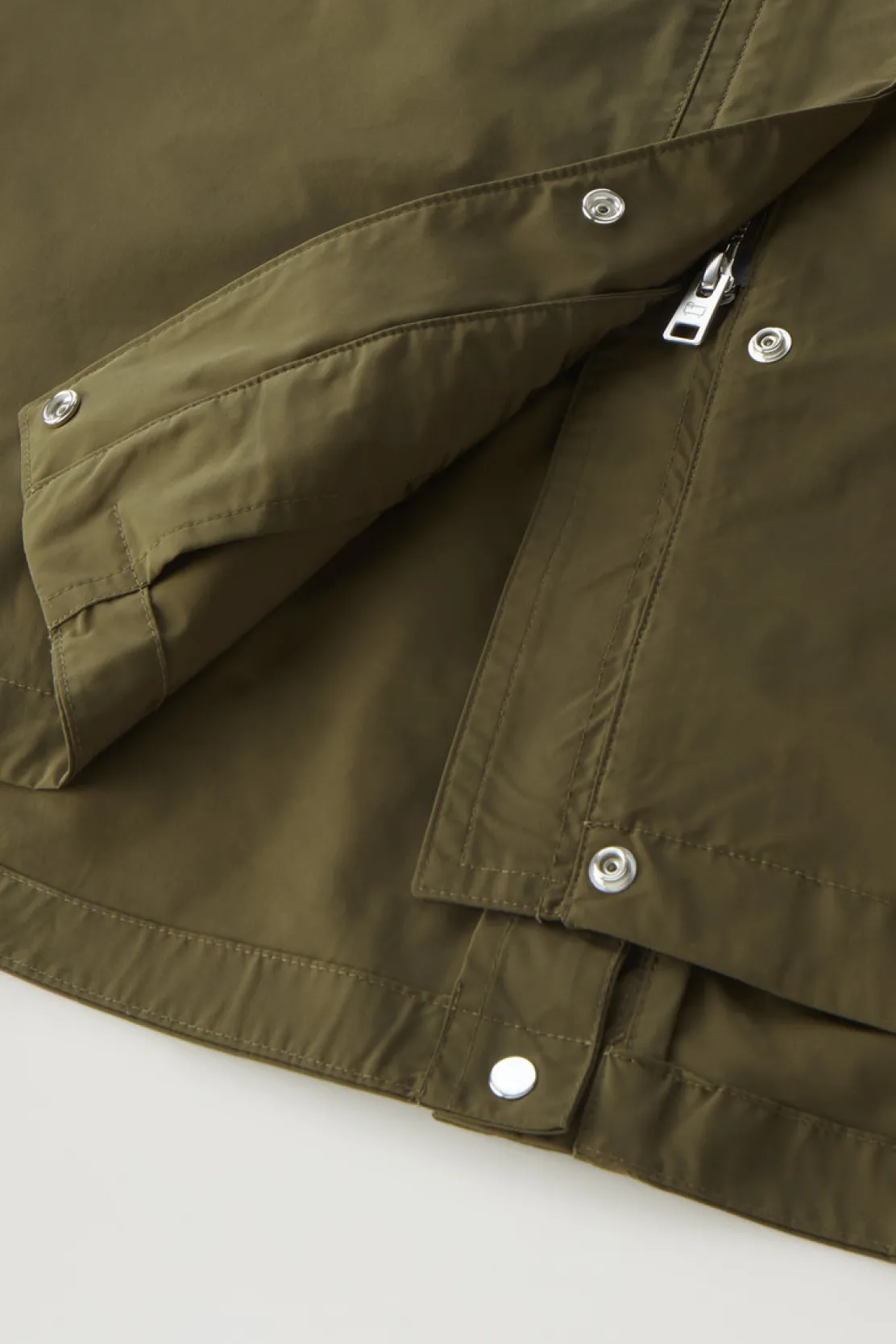 Parka>Woolrich Parka Estivo Lungo In Tessuto Urban Touch Con Cappuccio Dark Green