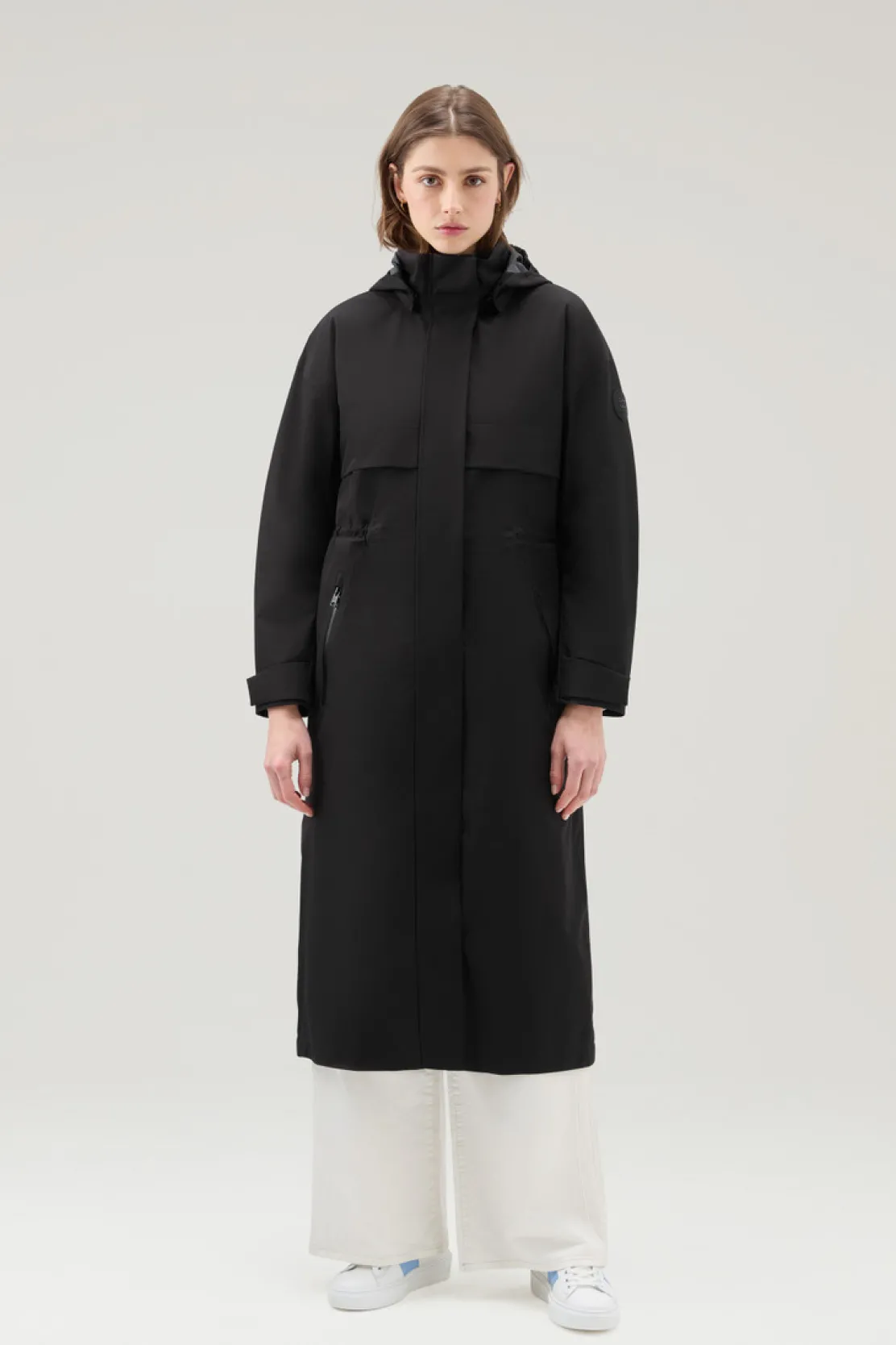 Impermeabili|Parka>Woolrich Parka Impermeabile In Tessuto Light Stretch Con Cappuccio Staccabile Black